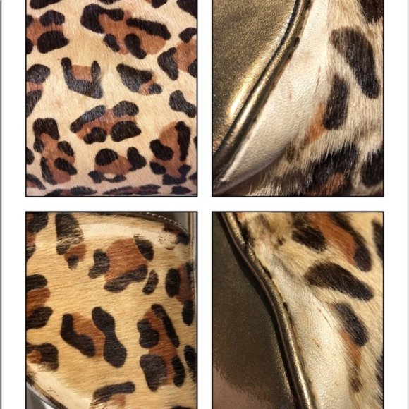 Betsey Johnson Vintage Leopard Print Fur and Metallic Gold Large Shoulder Bag - Picture 14 of 14